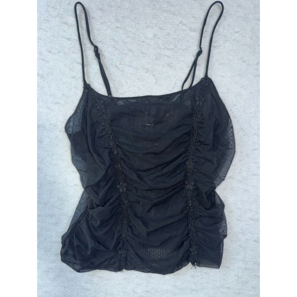 Fashion Bug Black Camisole Top Sheer Lingerie‎ Y2K Vintage XS SML Grunge Gothic